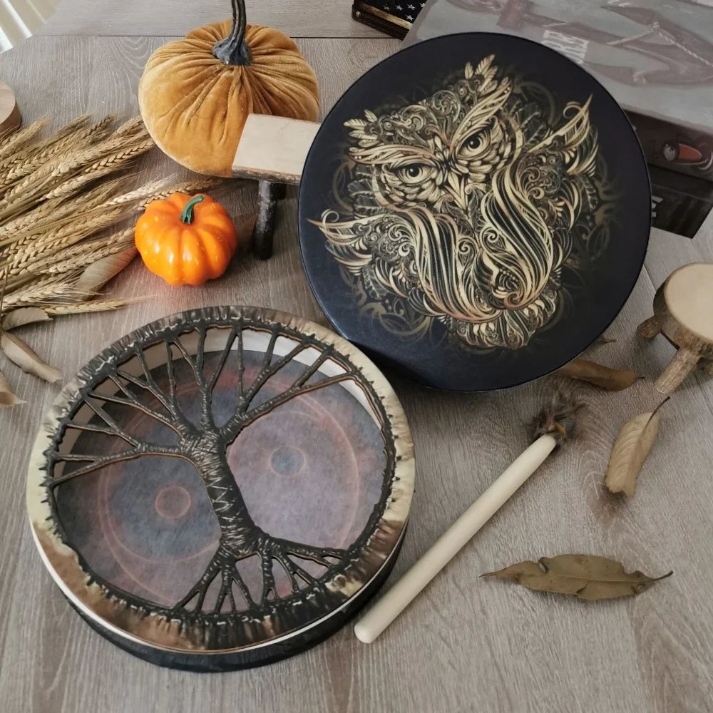 Creative Owl Shaman Drum with Drum Stick Siberian