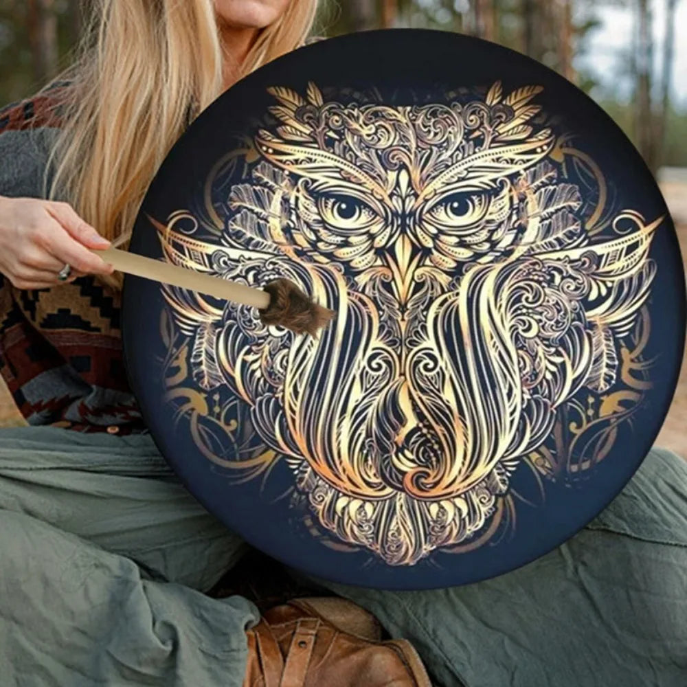 Creative Owl Shaman Drum with Drum Stick Siberian