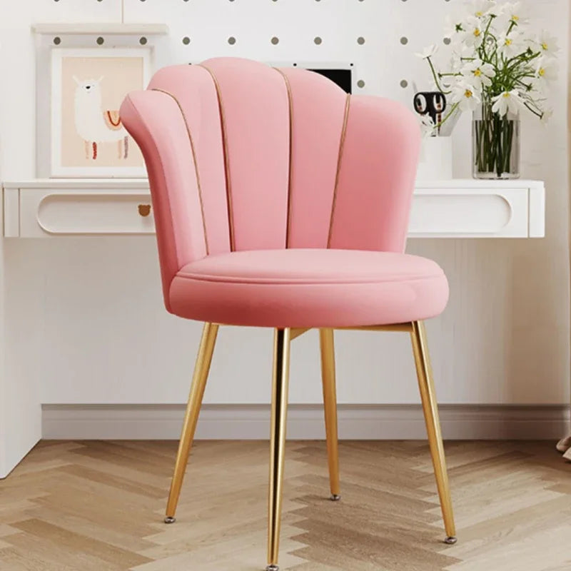 Creative Shell Flower Makeup Stool: Compact Backrest Ergonomic