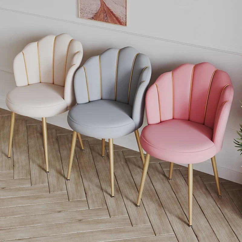 Creative Shell Flower Makeup Stool: Compact Backrest Ergonomic