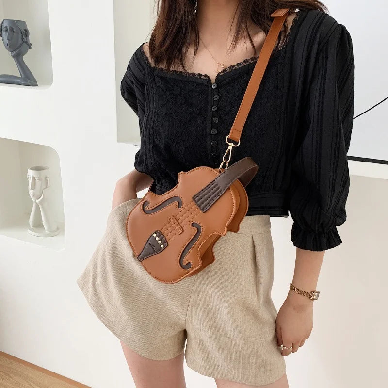 Creative Violin Female Crossbody Bag Violin Shape PU