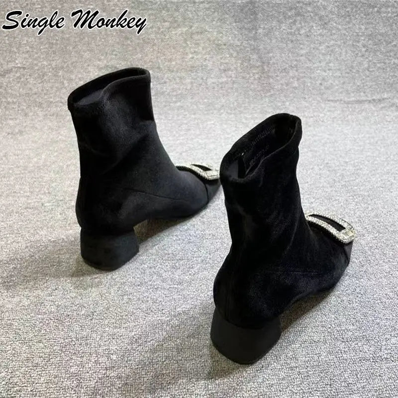Crystal Suede Winter Boots Chelsea Women Shoes 2022