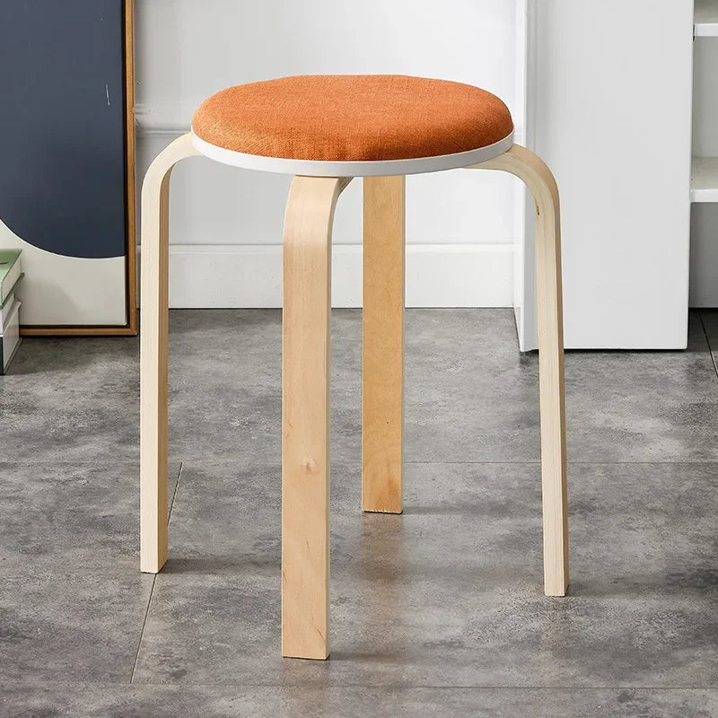 Curved Wooden Stoolhousehold High Round Stool Simple And