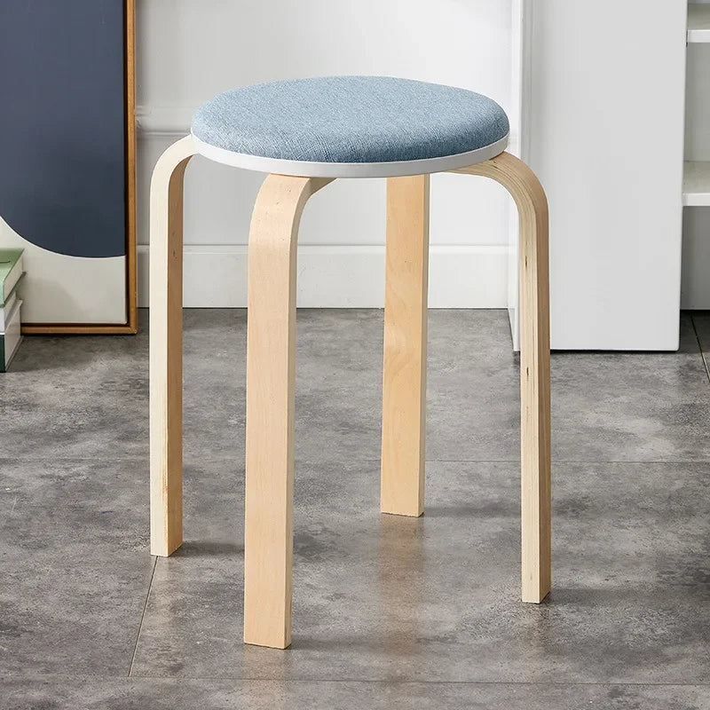 Curved Wooden Stoolhousehold High Round Stool Simple And