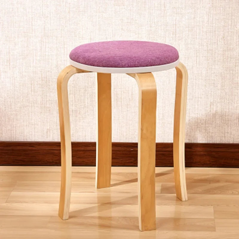 Curved Wooden Stoolhousehold High Round Stool Simple And