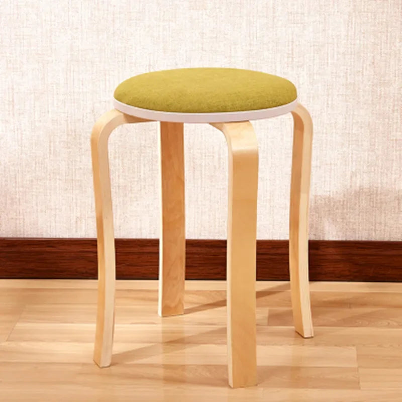 Curved Wooden Stoolhousehold High Round Stool Simple And