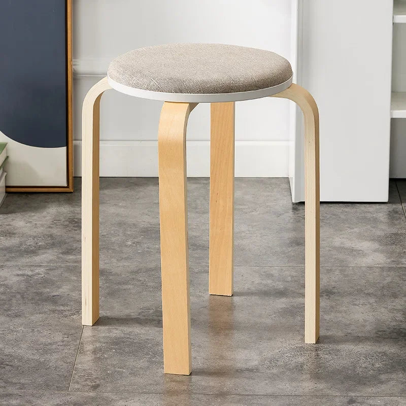 Curved Wooden Stoolhousehold High Round Stool Simple And