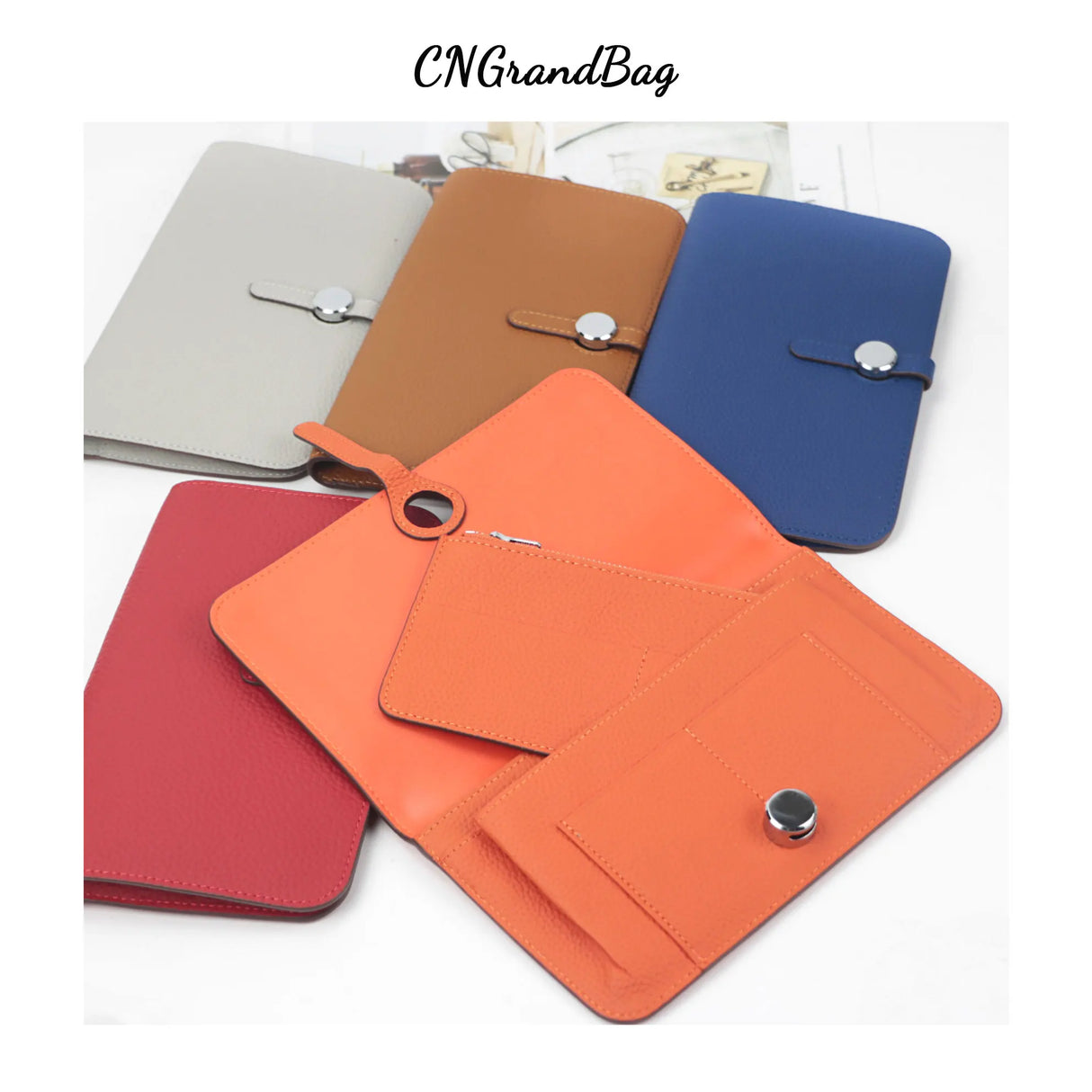 Custom Letters Pebble Pattern Genuine Cowhide Travel Wallet Maternal Bag For Women's Long Handbag Passport Clip Bag Cardholder