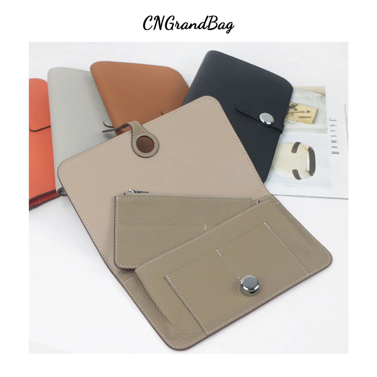 Custom Letters Pebble Pattern Genuine Cowhide Travel Wallet Maternal Bag For Women's Long Handbag Passport Clip Bag Cardholder