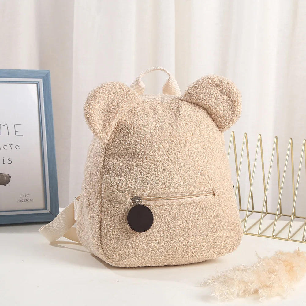 Cute Bear Plush Backpack Embroidered Name Autumn Winter