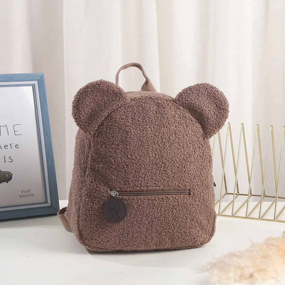Cute Bear Plush Backpack Embroidered Name Autumn Winter