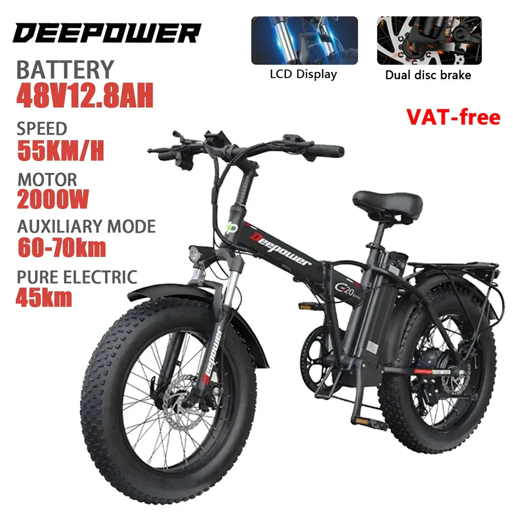 DEEPOWER 2000W Adults Electric Bike Bicycle 1000W 48V