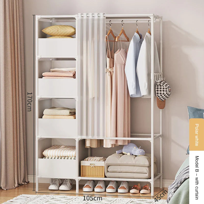 DIY Assembly Wardrobe Household Hanging Clothes Racks Bedroom