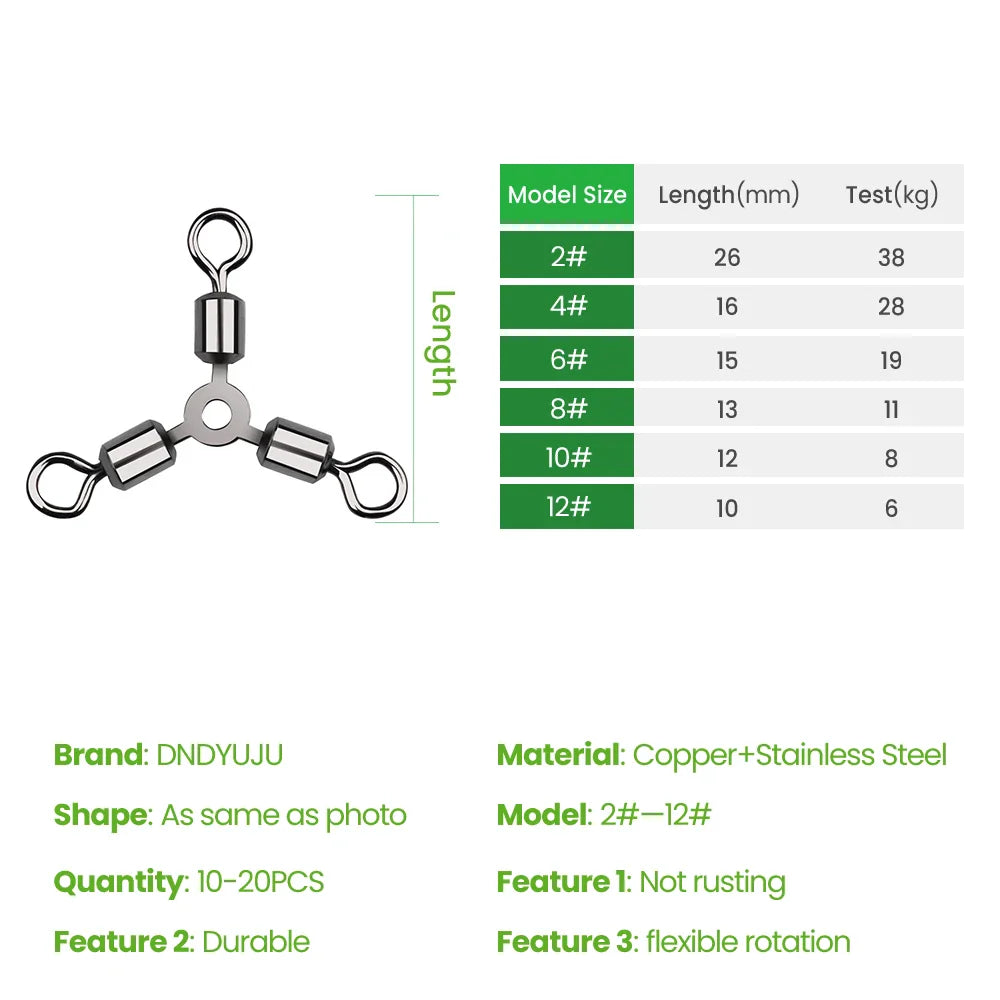 DNDYUJU 30/50pcs 3 Way Fishing Connector Ball Bearing