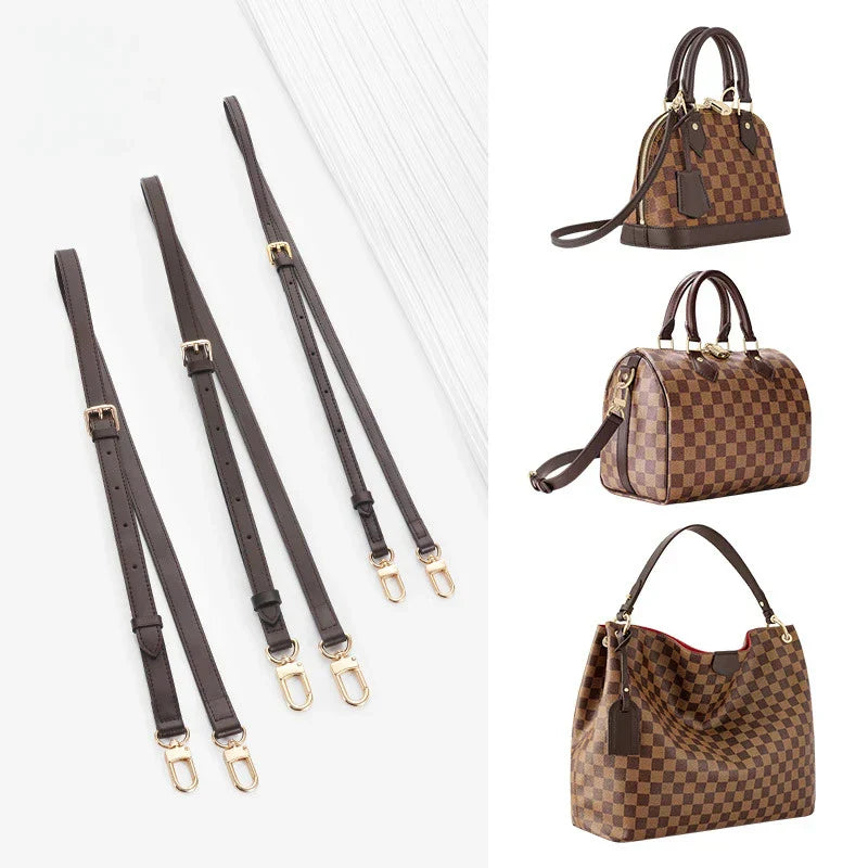 Dark Brown Replacement Leather Bag Straps for LV