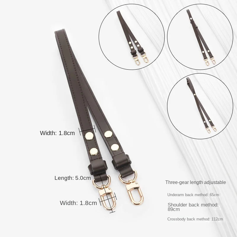 Dark Brown Replacement Leather Bag Straps for LV