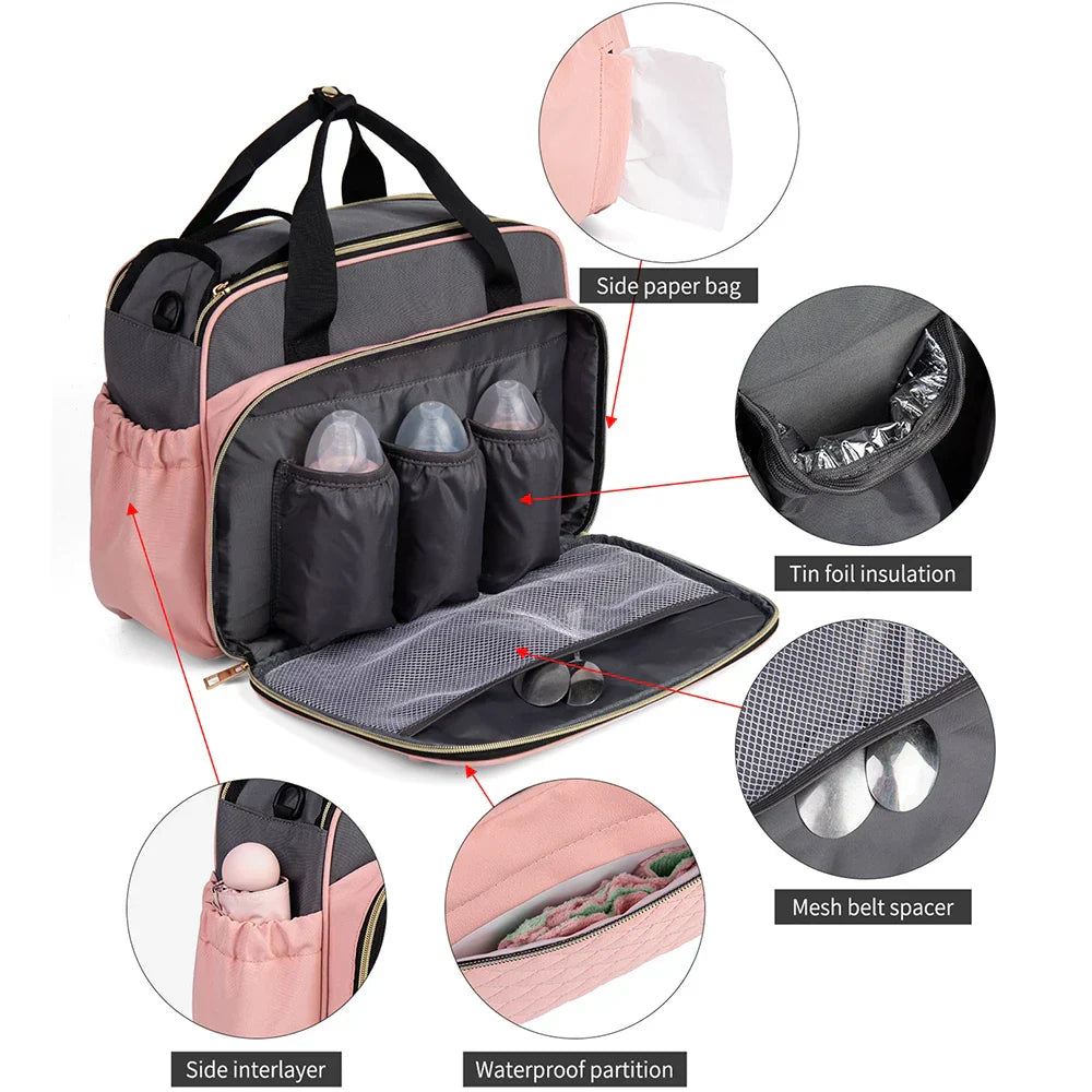 Diaper Bag Nursing Bag Mummy Maternity Nappy Pink