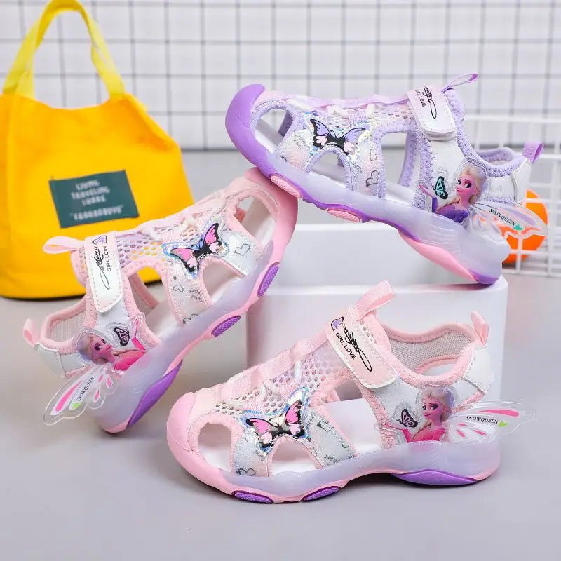 Disney Girls' Sandals Lights Summer Style Children's Anti-skid