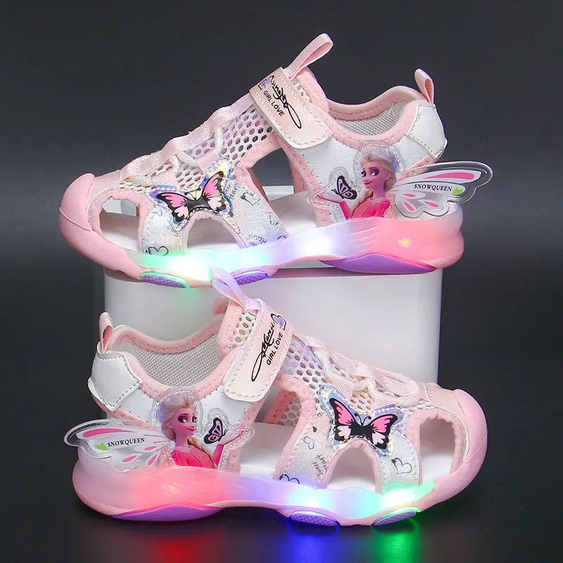 Disney Girls' Sandals Lights Summer Style Children's Anti-skid