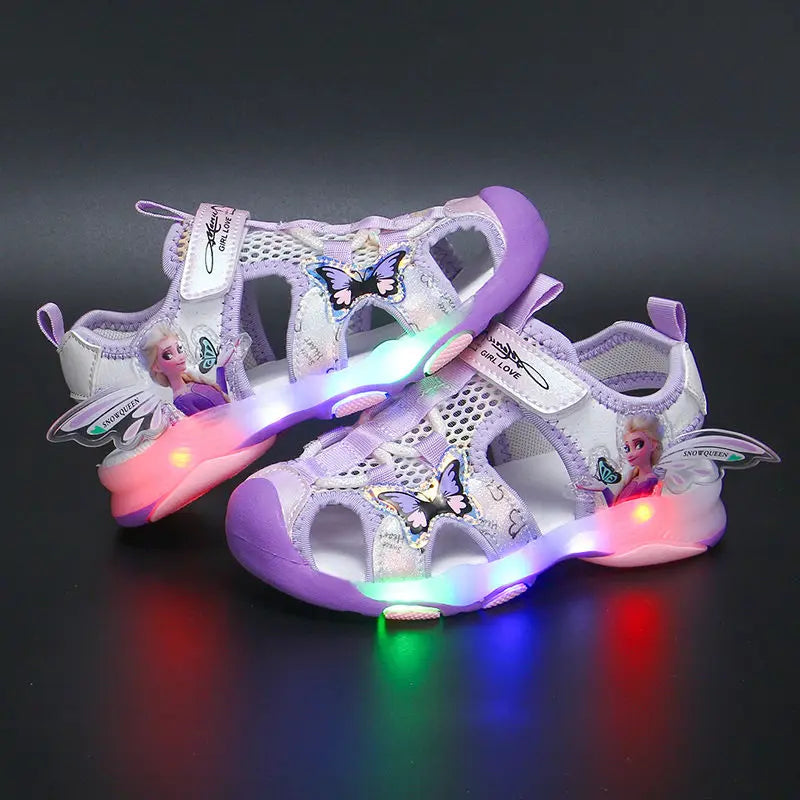 Disney Girls' Sandals Lights Summer Style Children's Anti-skid