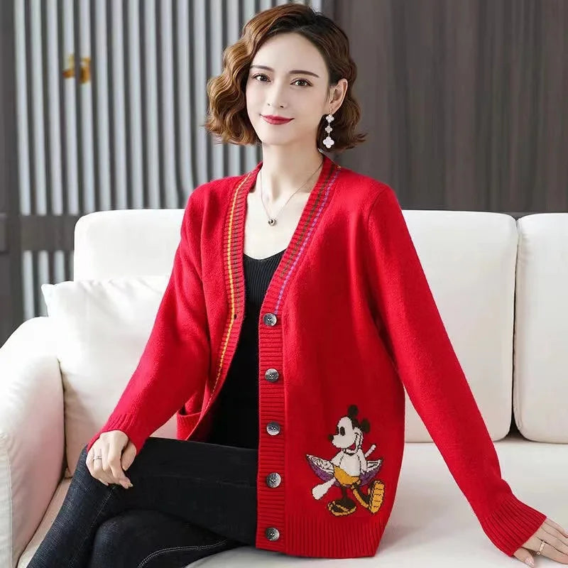 Disney Knitted Cardigan Japanese Donald Cartoon Sweaters for