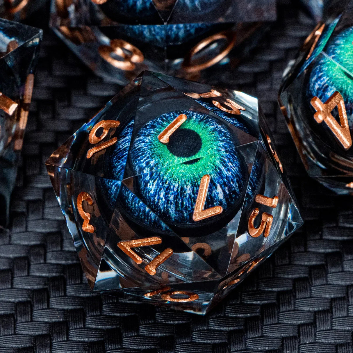 Dnd D20 Black Blue Liquid Flow Eye Dice
