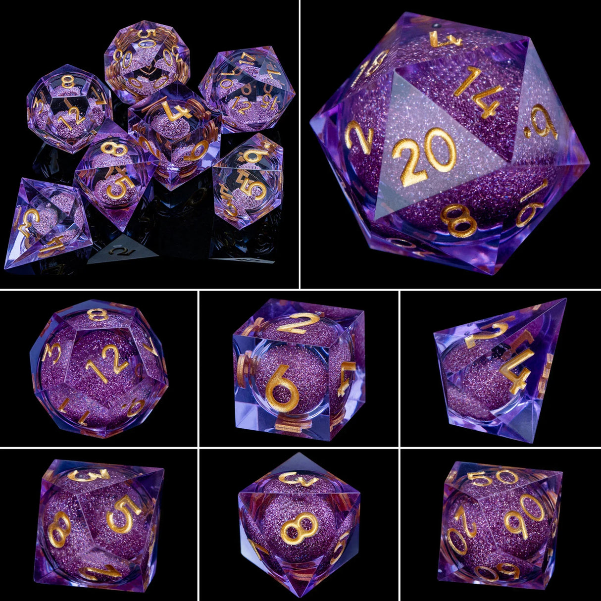 Dnd D20 Black Blue Liquid Flow Eye Dice