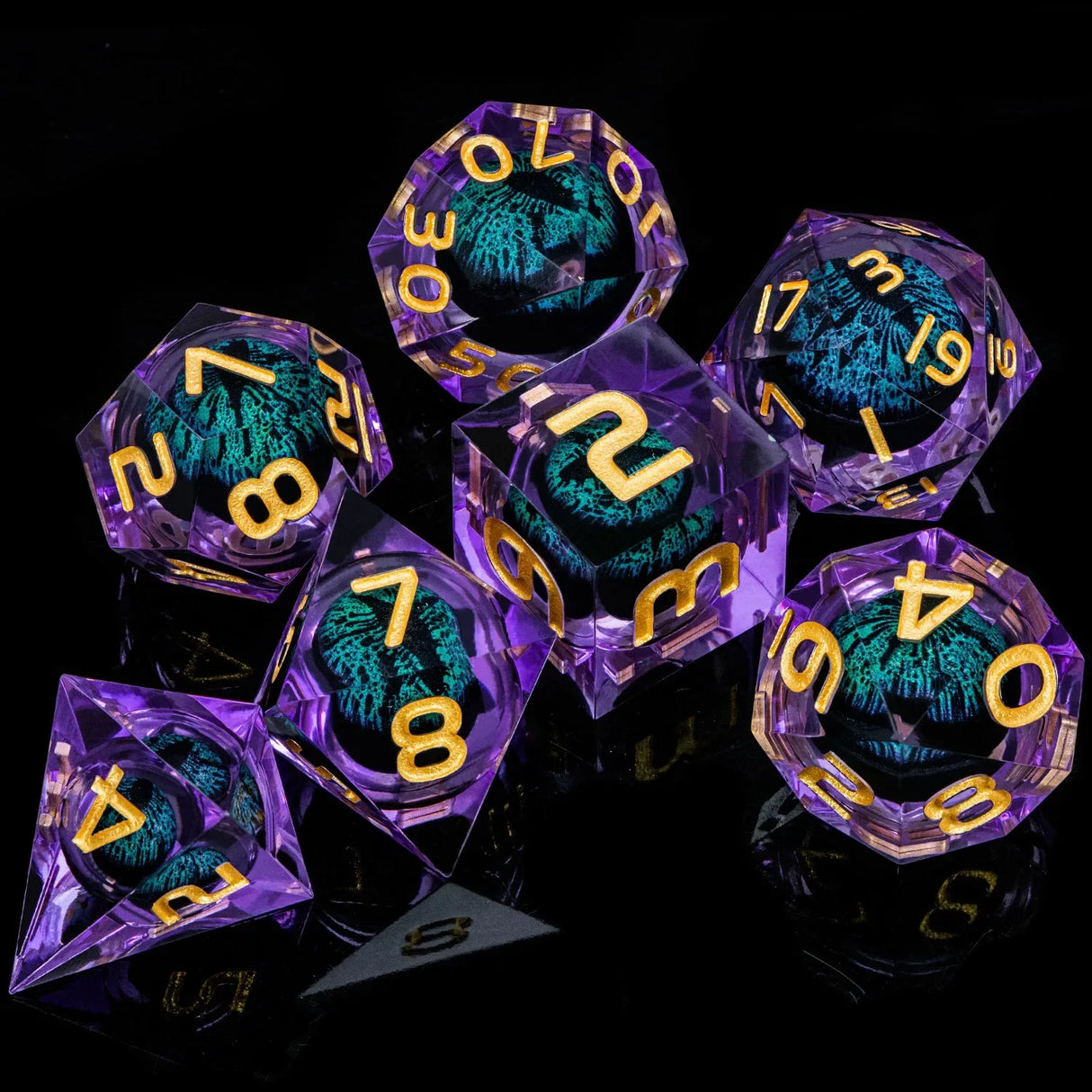 Dnd D20 Black Blue Liquid Flow Eye Dice
