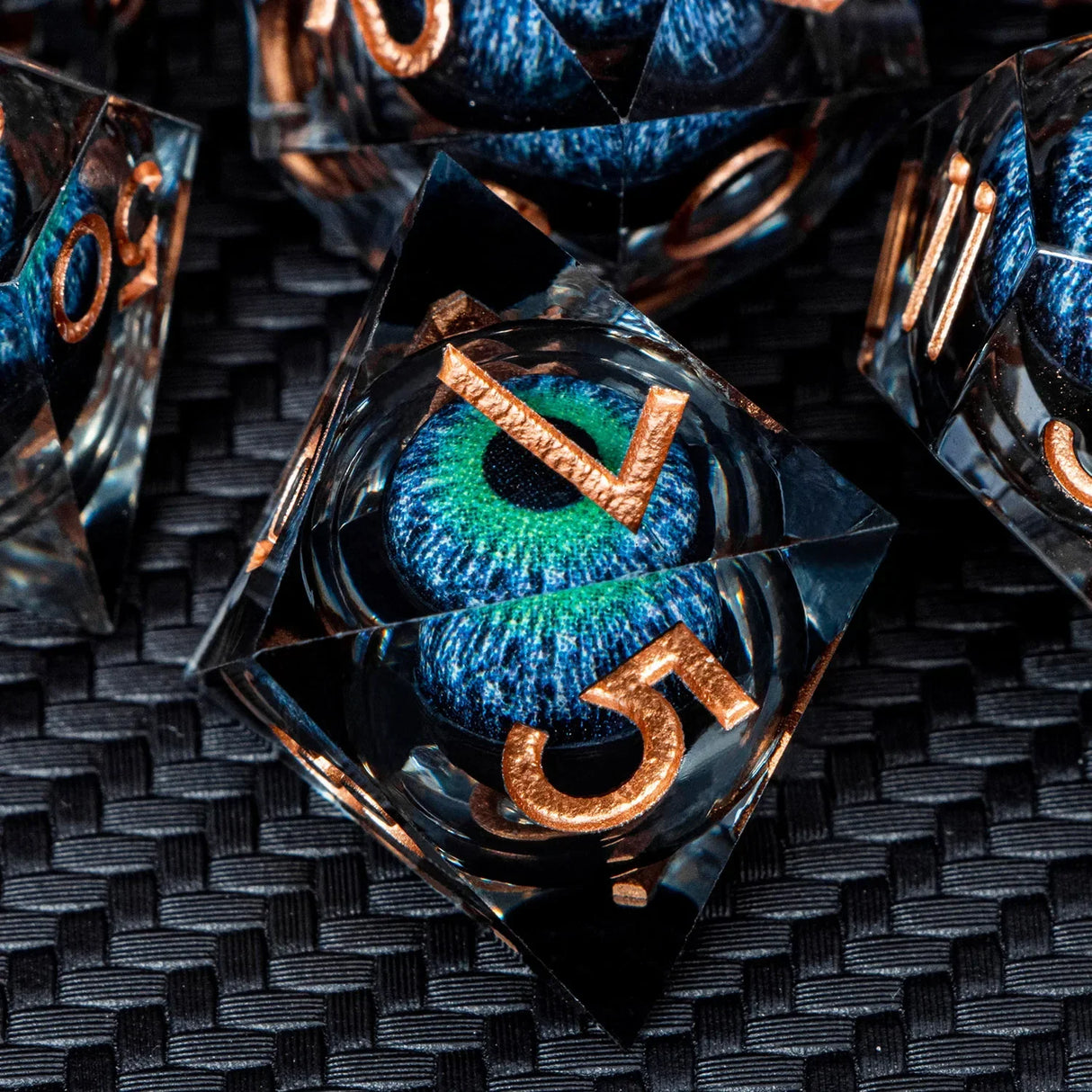 Dnd D20 Black Blue Liquid Flow Eye Dice