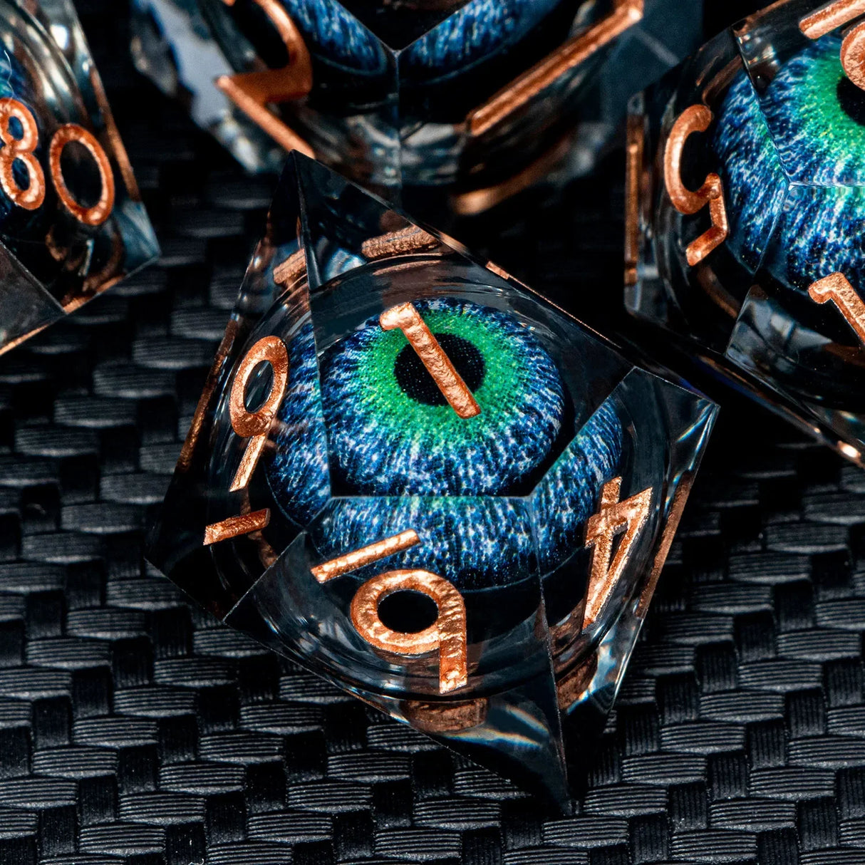 Dnd D20 Black Blue Liquid Flow Eye Dice
