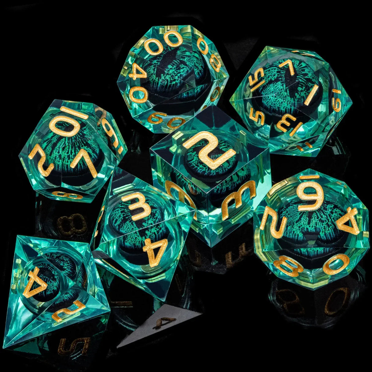 Dnd D20 Black Blue Liquid Flow Eye Dice