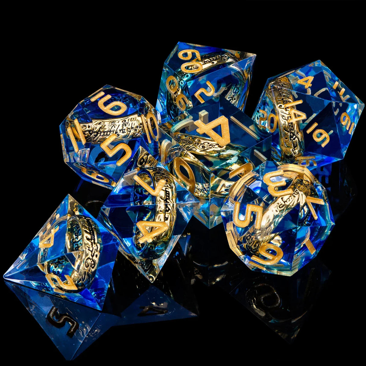 Dnd D20 Black Blue Liquid Flow Eye Dice