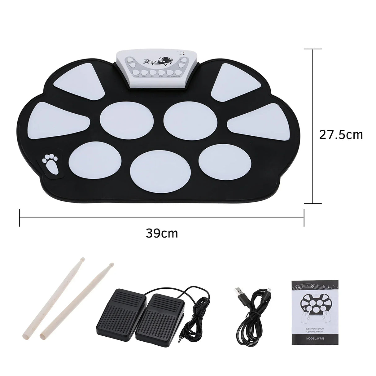 Drum Electronic Drum Set Compact Size USB Folding