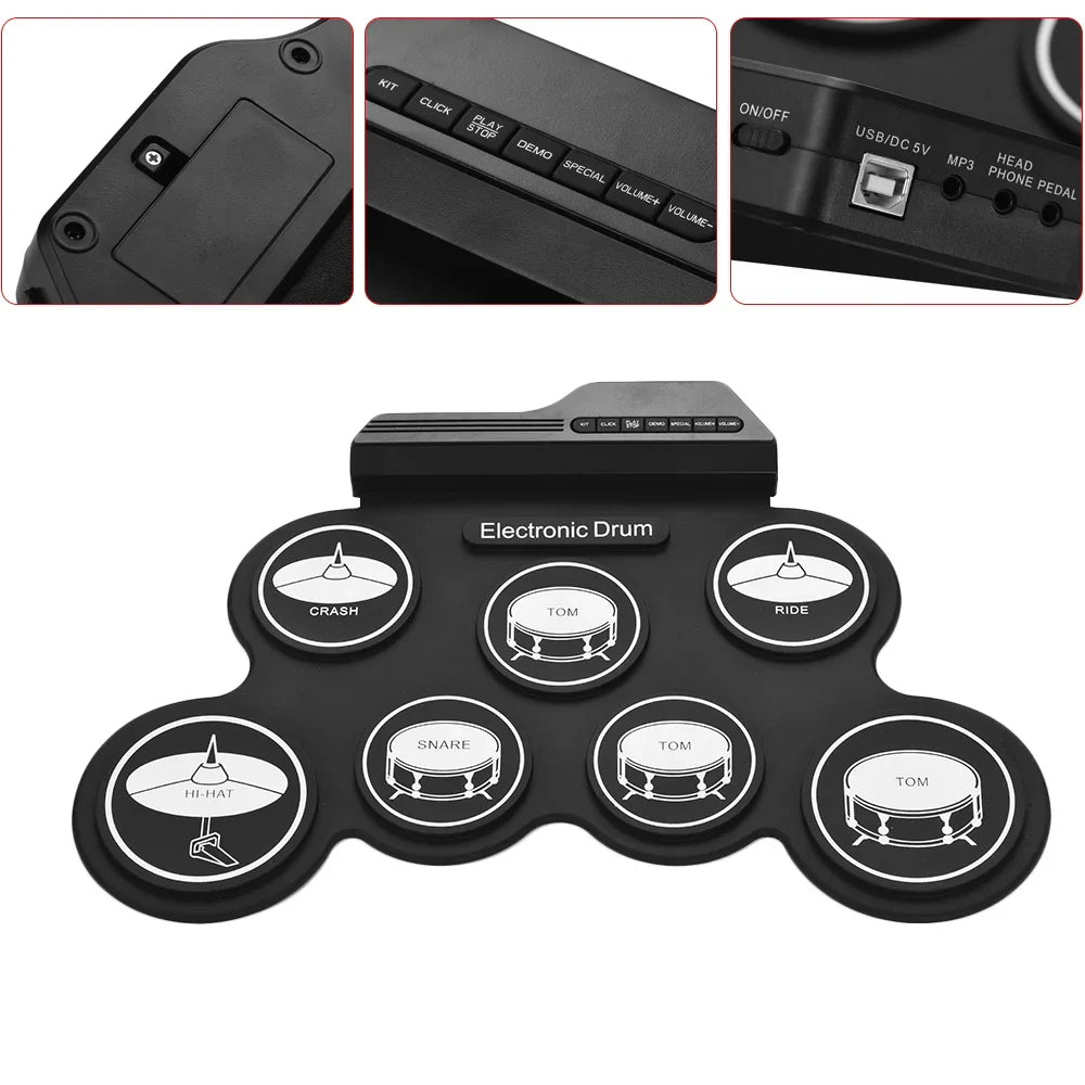 Drum Electronic Drum Set Compact Size USB Folding
