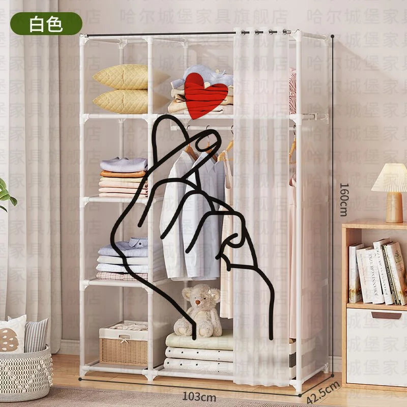 Easy Assemble Wardrobe Household Dustproof Wardrobe Bedroom Multipurpose