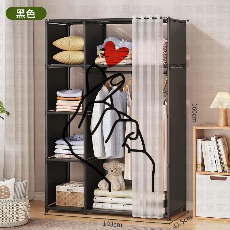 Easy Assemble Wardrobe Household Dustproof Wardrobe Bedroom Multipurpose