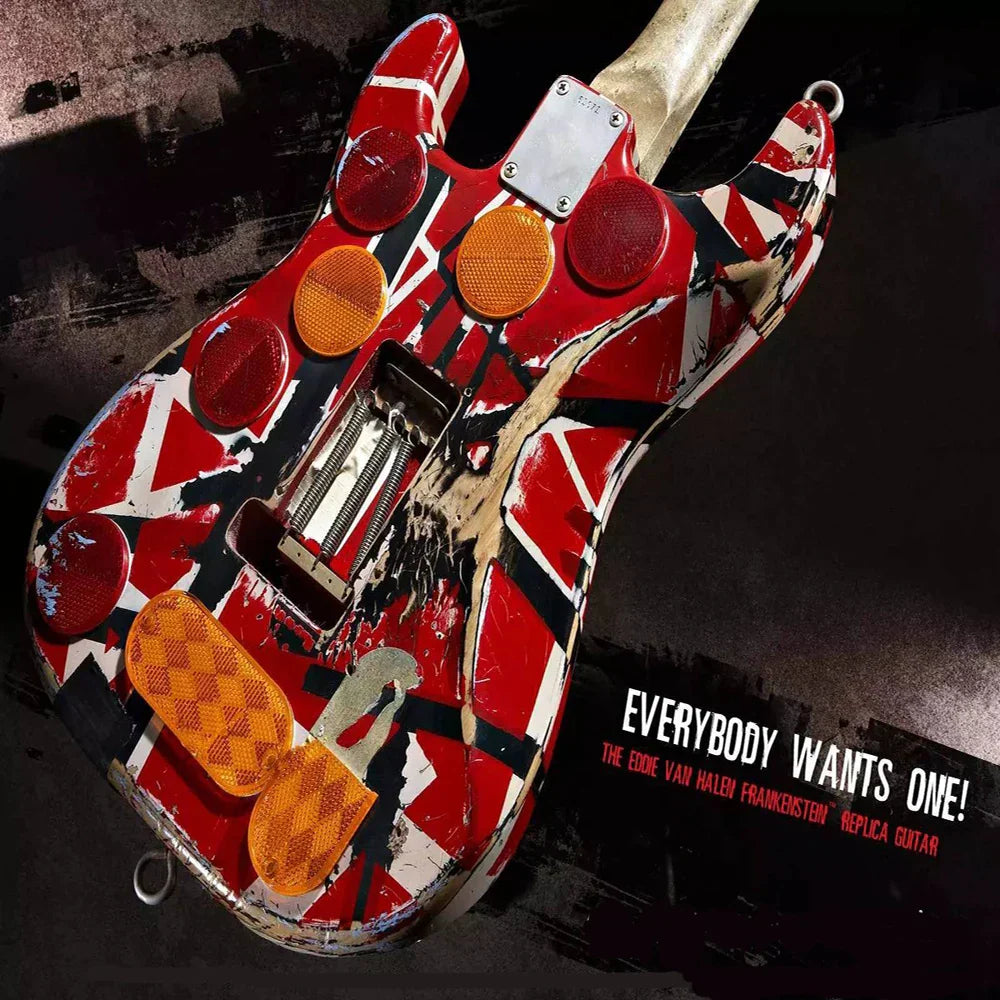 Eddie Van Halen “Fran-k” Heavy Relic Electric Guitar/Red Body/Decorated With Black And White Stripes/Free Shipping
