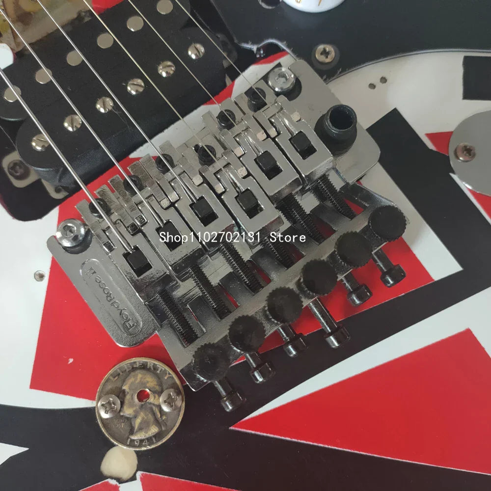 Eddie Van Halen “Fran-k” Heavy Relic Electric Guitar/Red Body/Decorated With Black And White Stripes/Free Shipping