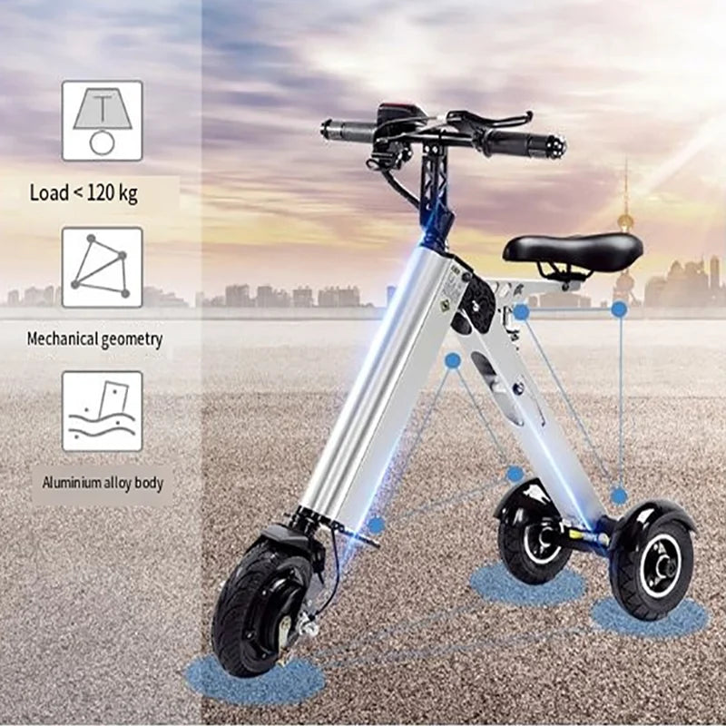 Electric Bicycle Simple Shape Mini E-Bike Three-Wheel Folding
