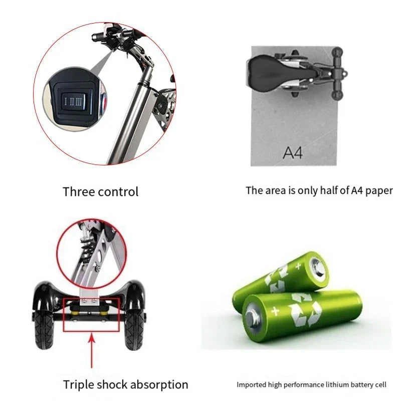 Electric Bicycle Simple Shape Mini E-Bike Three-Wheel Folding