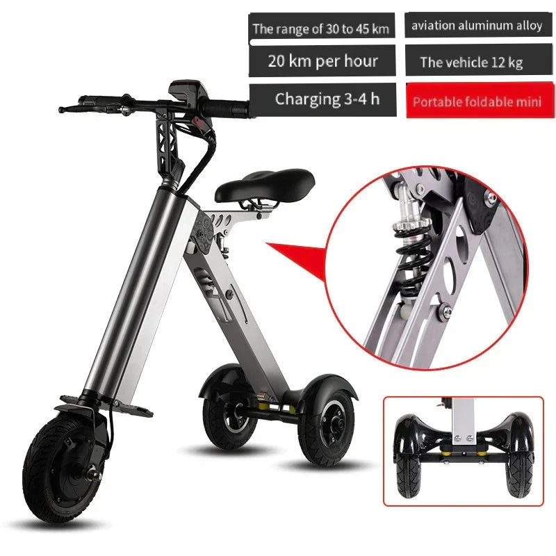 Electric Bicycle Simple Shape Mini E-Bike Three-Wheel Folding