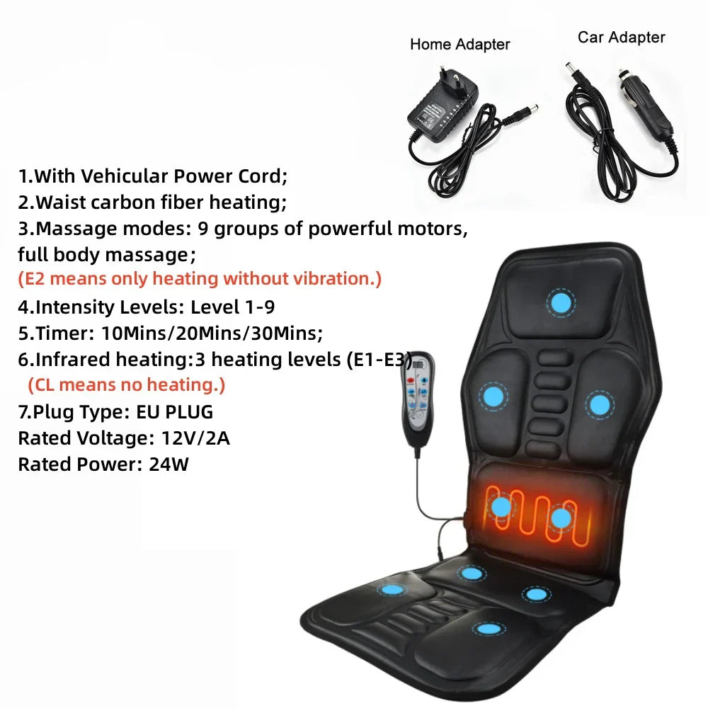 Electric Heating Back Waist Massager for Car Chair