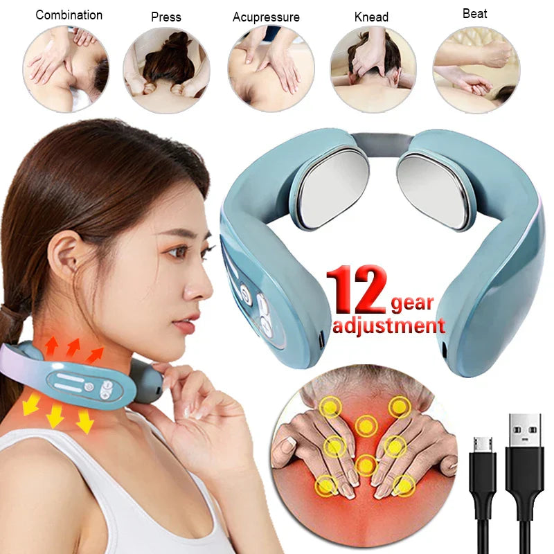 Electric Pulse Ems Portable Neck Massager Cervical Muscular