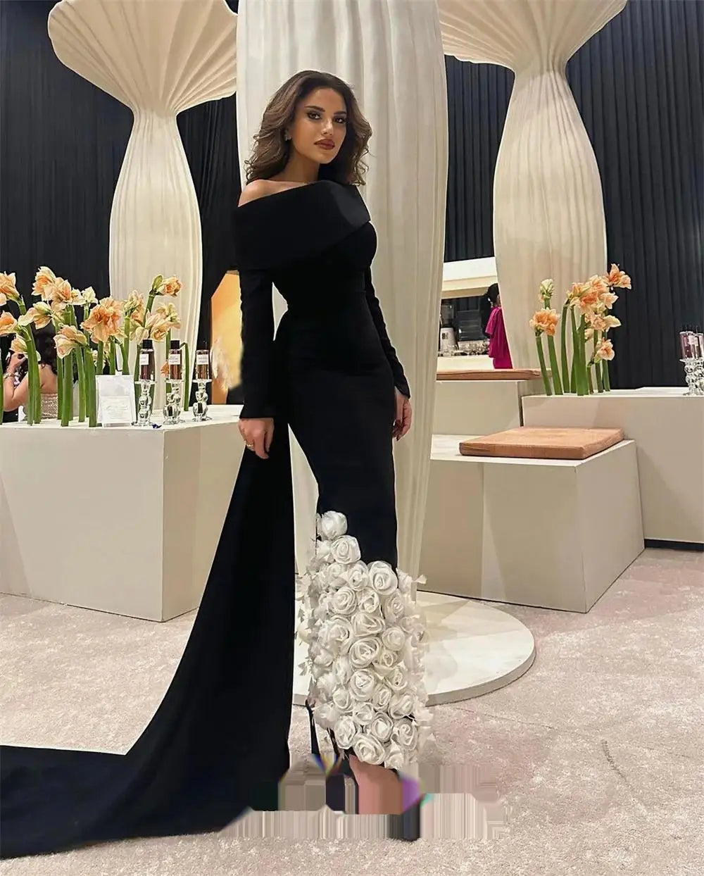 Elegant Fashion Offtheshoulder Sheath Evening Dresses Flower Bolero