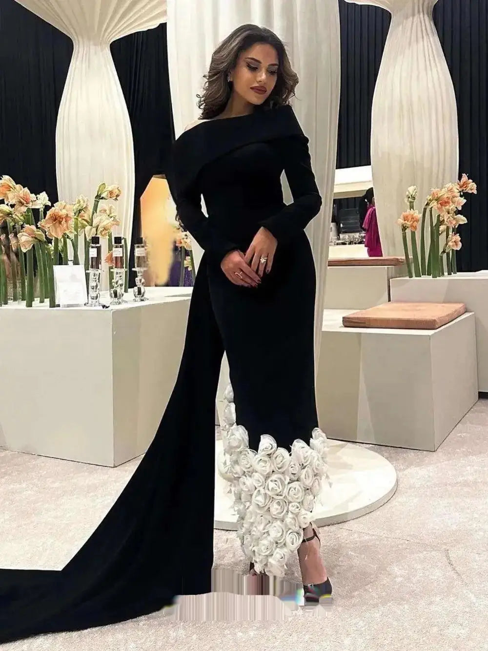 Elegant Fashion Offtheshoulder Sheath Evening Dresses Flower Bolero