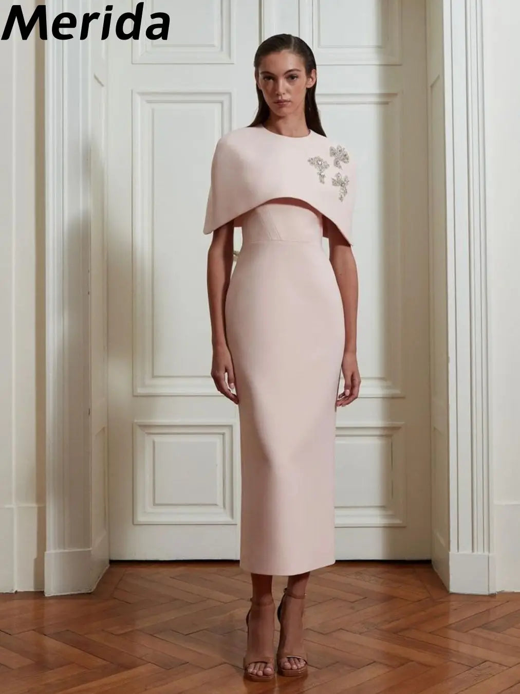 Elegant Prom Dresses Rhinestone Beads Back Split Anklelength