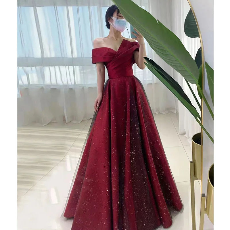 Elegant Sexy Boat Neck Evening Prom Dresses
