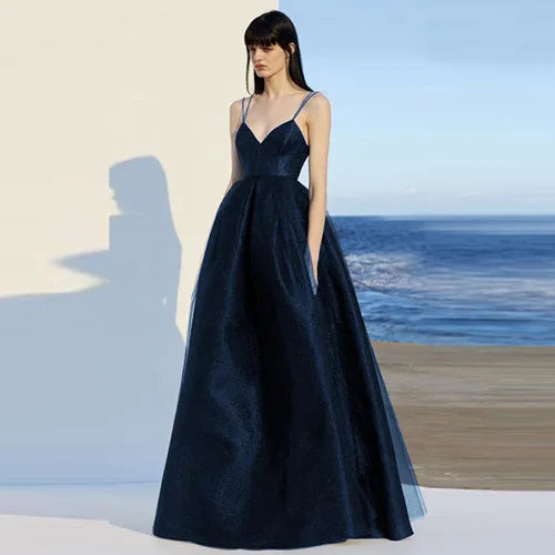 Elegant Spaghetti Strap Evening Guest Prom Long Party