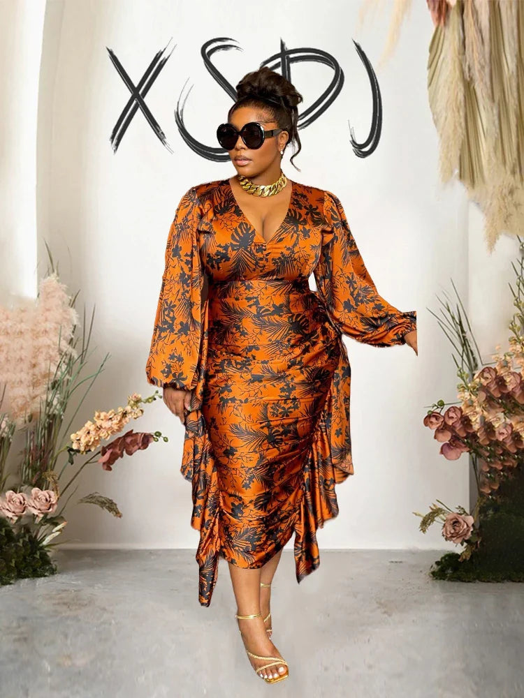 Elegant and Beautiful Womens Dresses Long Sleeved Ruffle