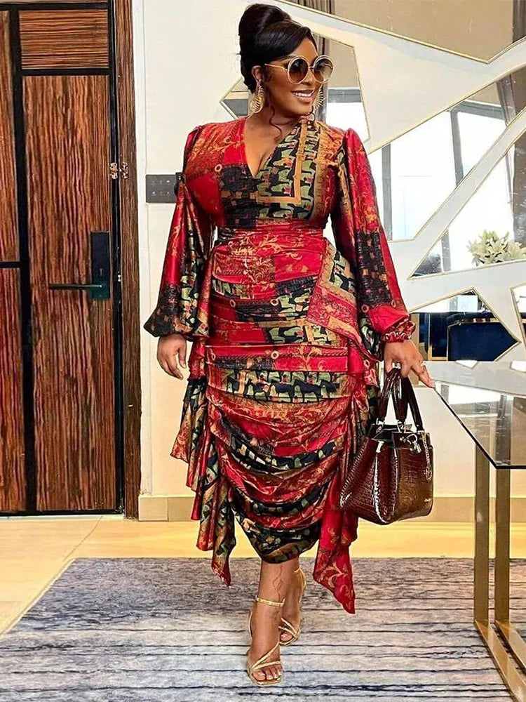 Elegant and Beautiful Womens Dresses Long Sleeved Ruffle